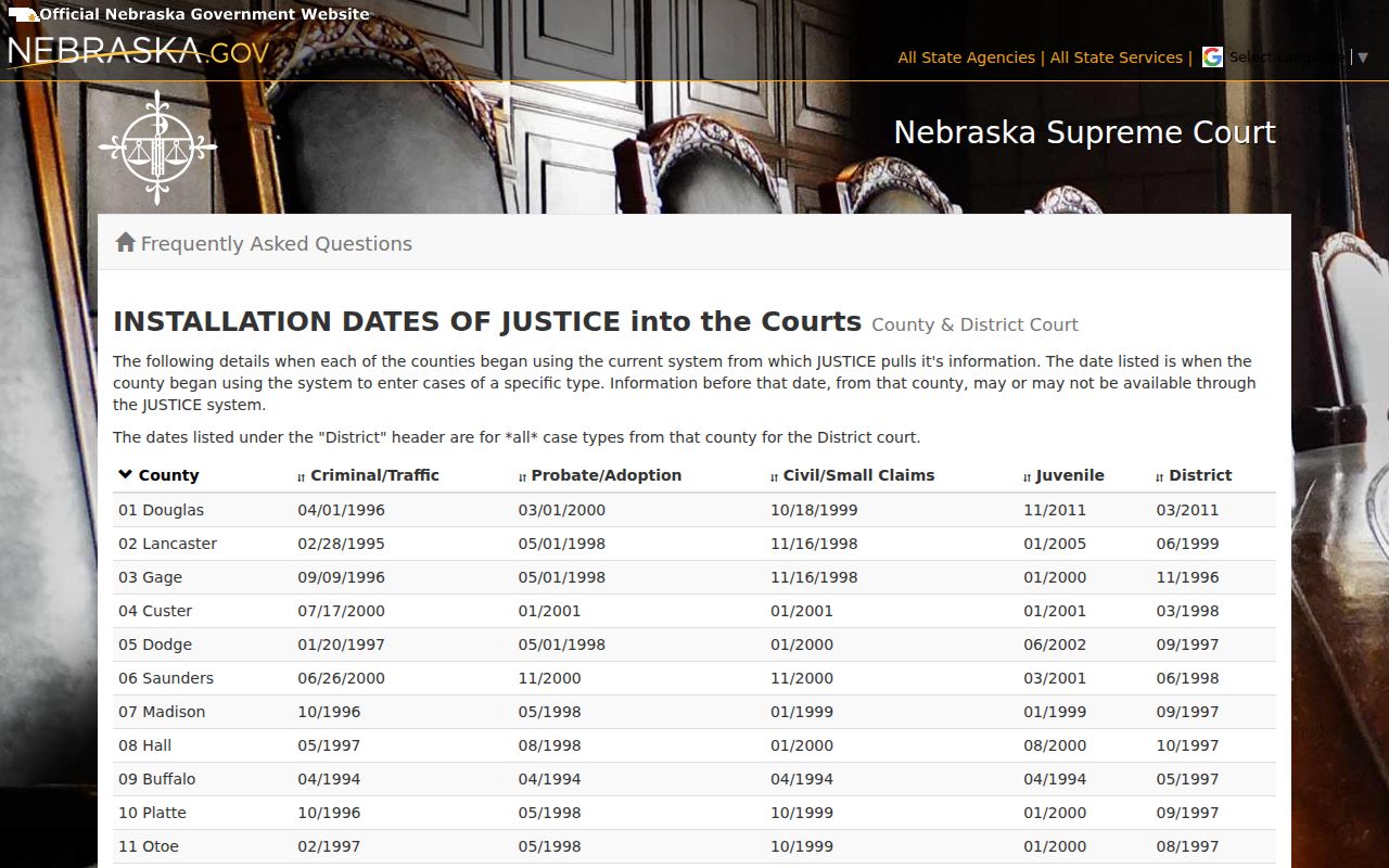 Hayes case search court record installation dates