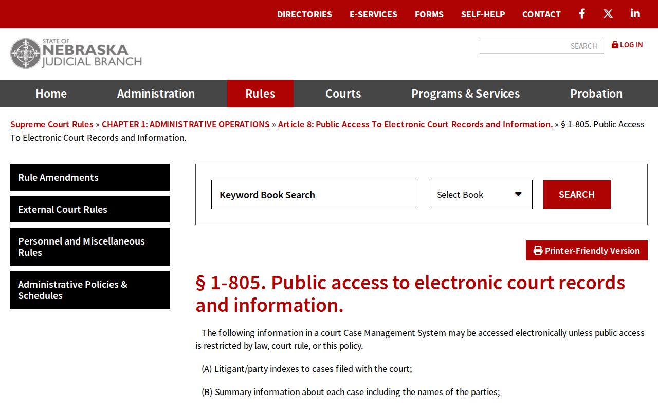 Hayes civil court docket electronic access categories under Rule 1-805