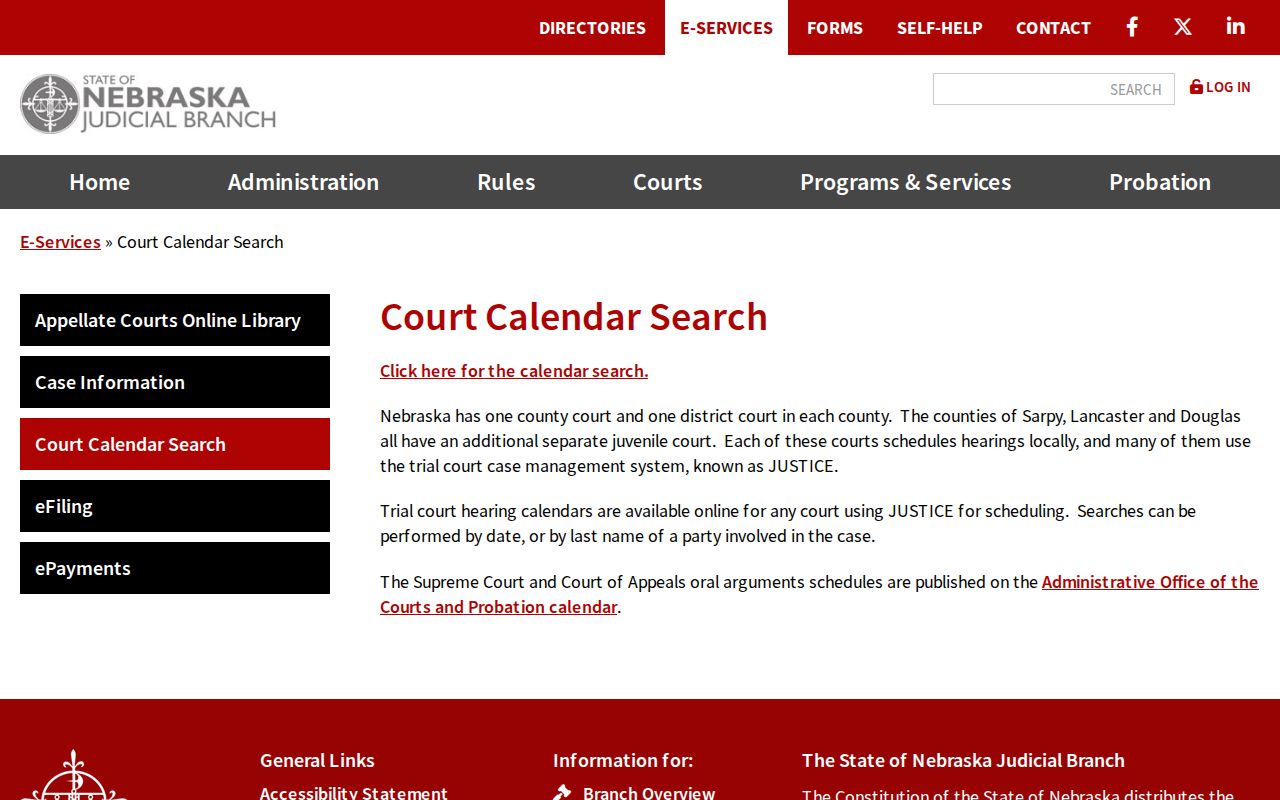 Hayes court calendar record access explanation