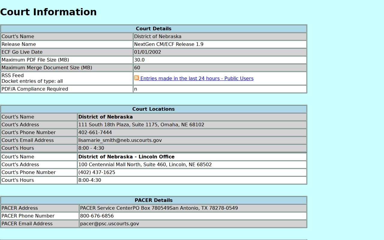 Hayes court records District of Nebraska case information