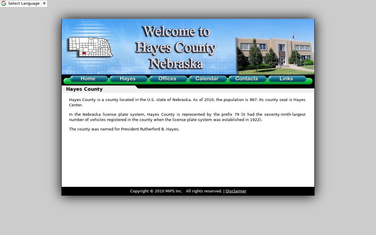 Hayes Center court records county-seat history source