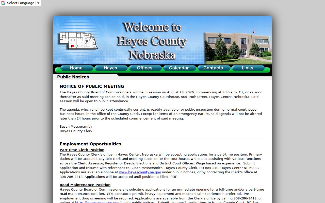 Hayes County court docket public notice inspection information